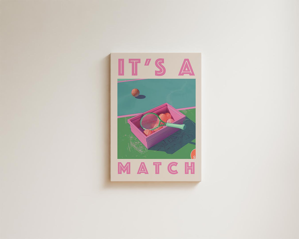 It's a Match - Retro Tennis – modern portret kunstwerk van WallArtistic