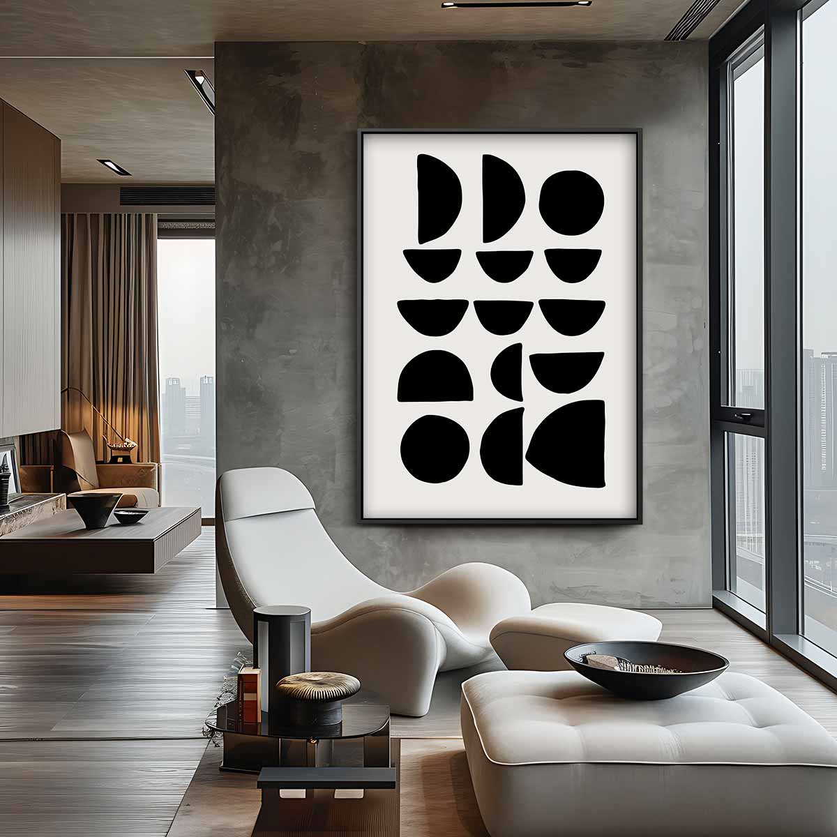 Abstracte Geometrische Compositie – canvas wanddecoratie in portret formaat