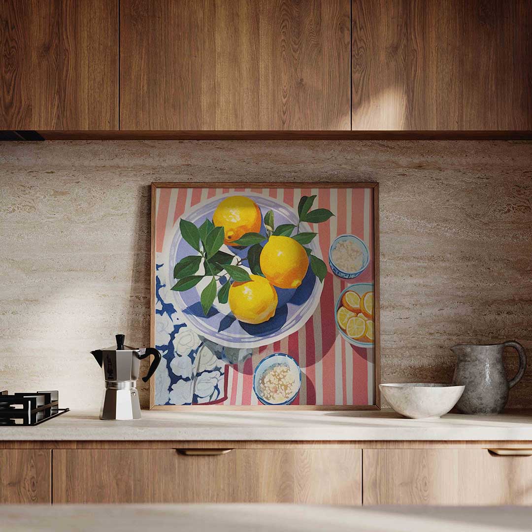 Citroenen op schaal – culinaire wandkunst als vierkante poster