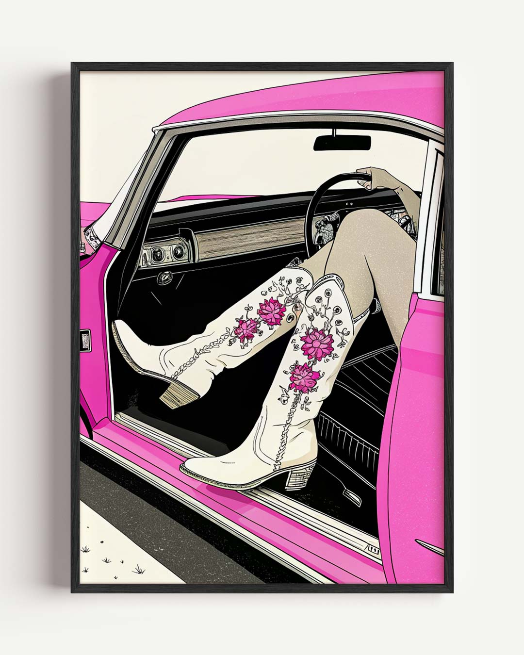 Stijlvolle Retro Roadtrip – paas portret poster als wanddecoratie