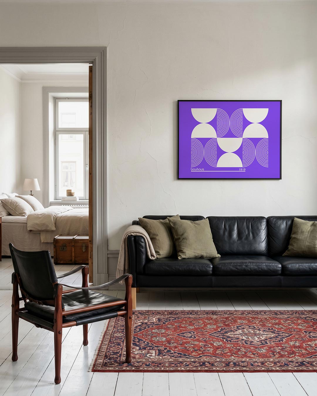 Cirkelvormen en lijnen – geometrische Bauhaus poster in liggend formaat