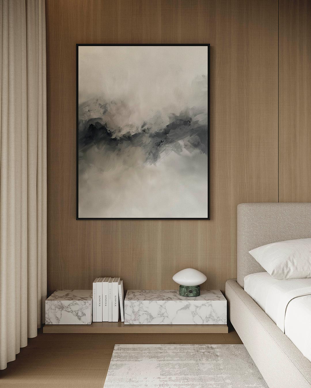 Vloeiende grijstinten – staand wanddecoratie kunstwerk