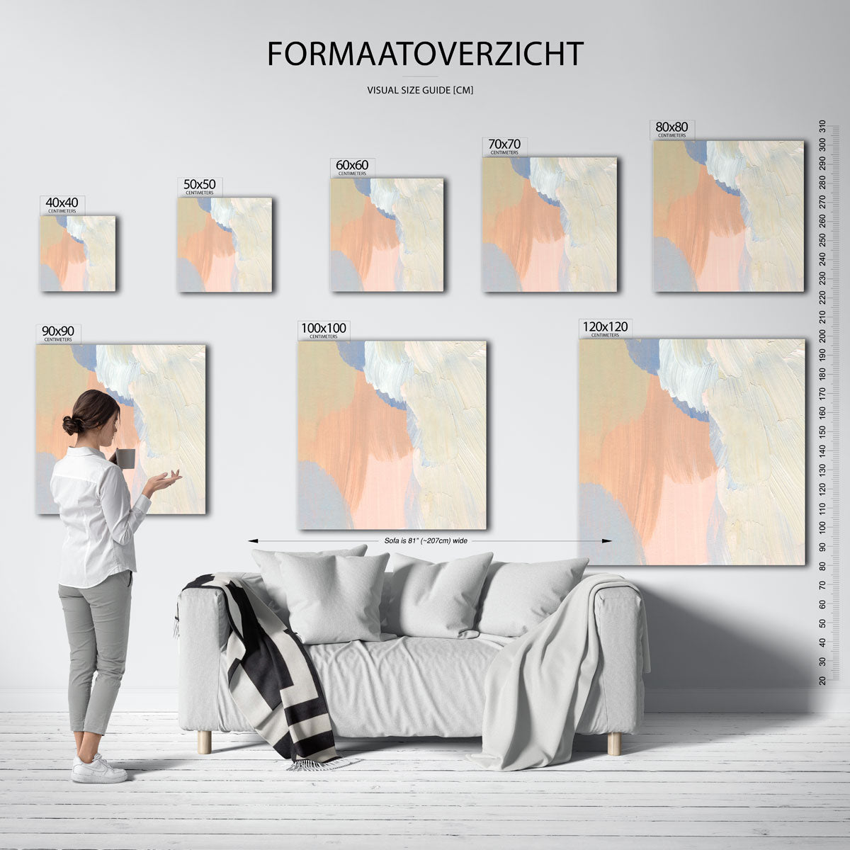 Abstracte penseelstreken – vierkante muurposter met artistieke uitstraling