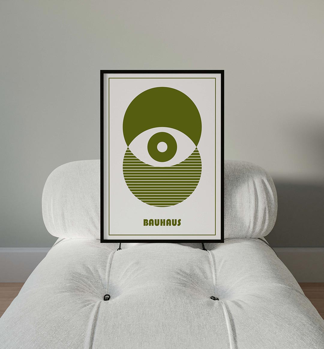 Cirkel en strepen – moderne Bauhaus wandkunst als poster
