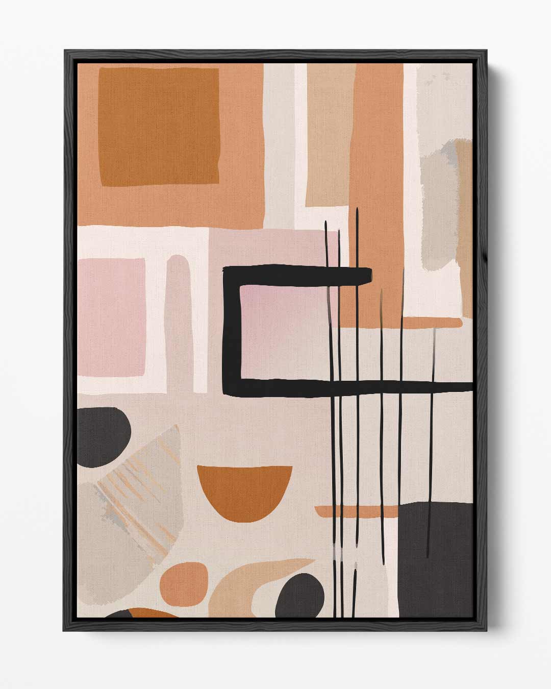 Abstracte Aardetinten Compositie – portret kunstwerk als wanddecoratie