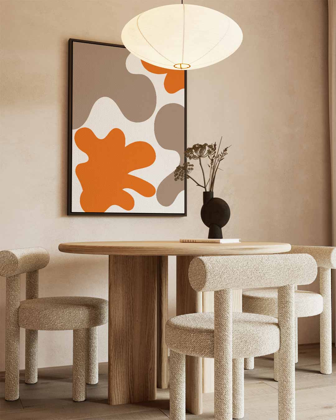 Vloeiende Vormen Abstract – kunstwerk met zwarte baklijst