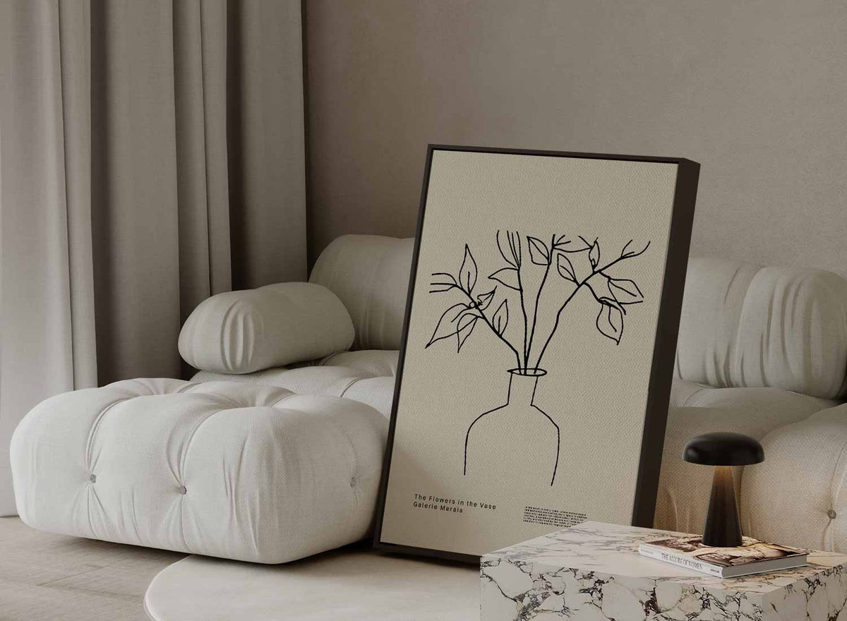 Elegante Lijnen Bloemenvaas – plexiglas wanddecoratie in portret formaat