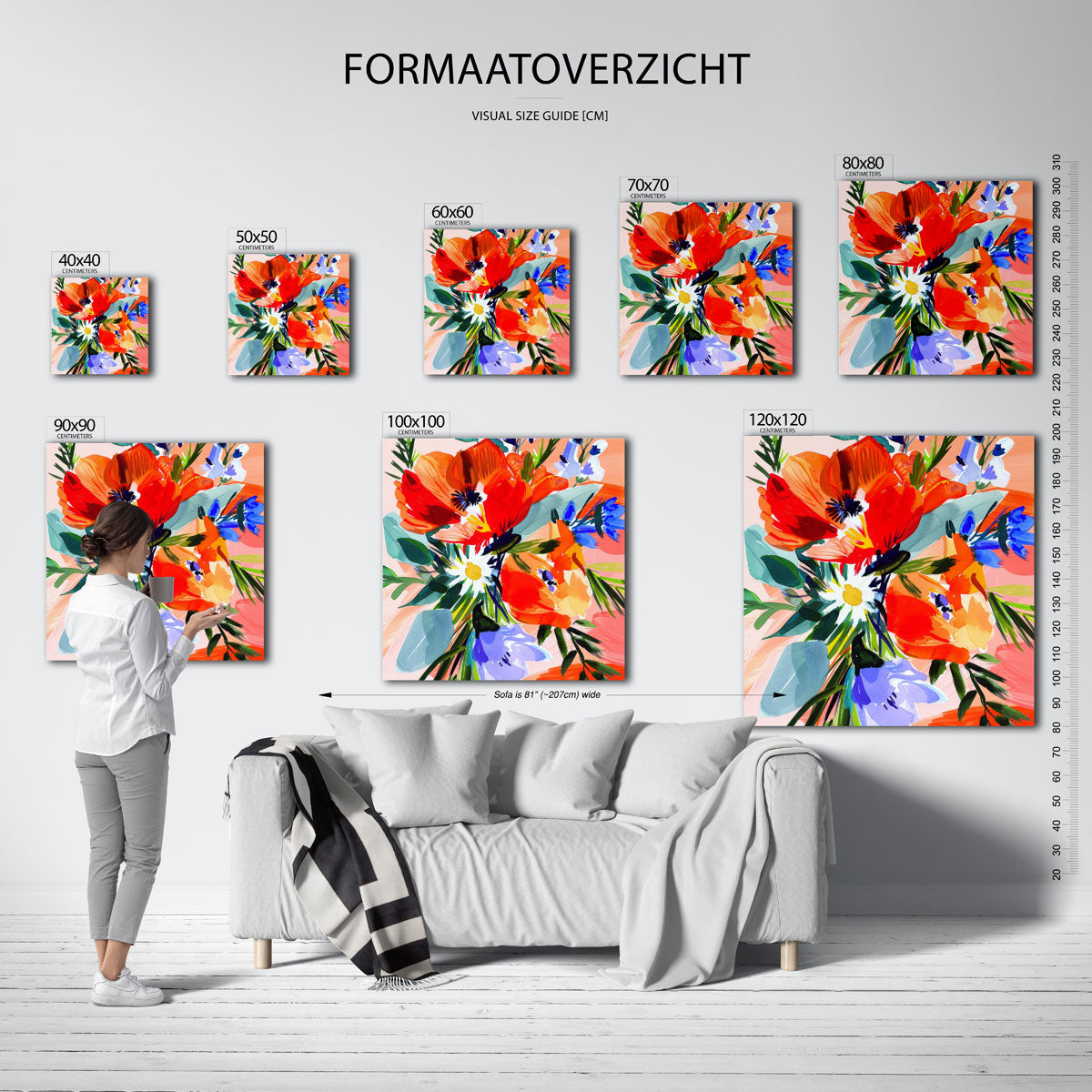Bloemen in levendige kleuren – vierkante muurposter voor keuken of eethoek