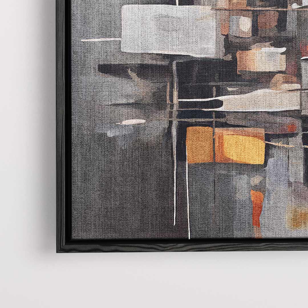 Abstract Stadsleven Schilderij – dibond kunstwerk als wanddecoratie