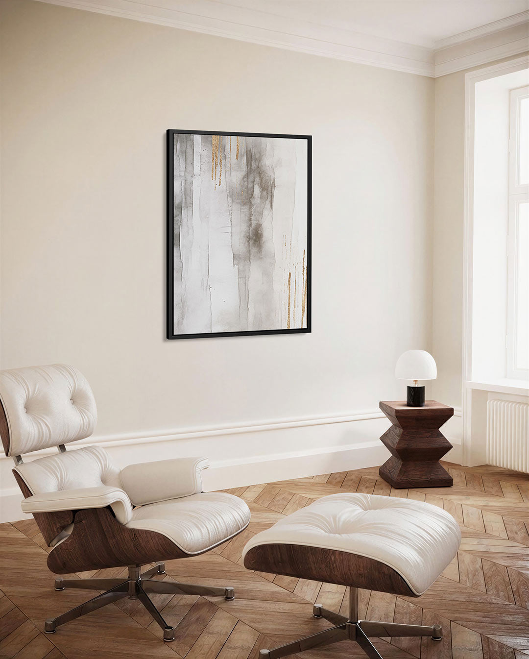 Gouden strepen compositie – staand wanddecoratie kunstwerk