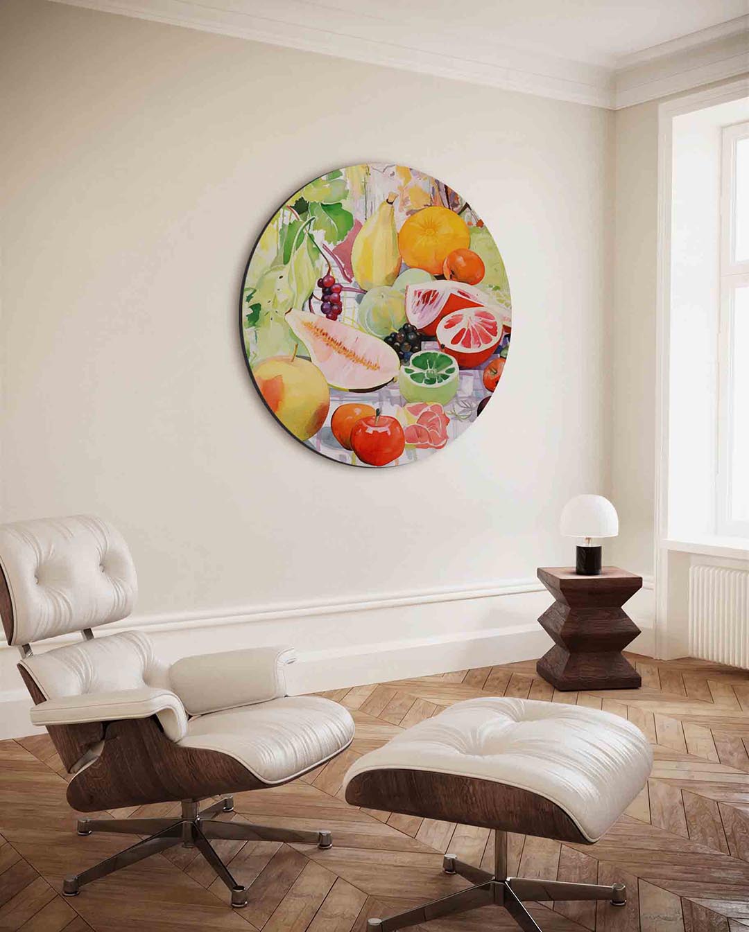 Fruit en bladeren – moderne ronde wanddecoratie van WallArtistic