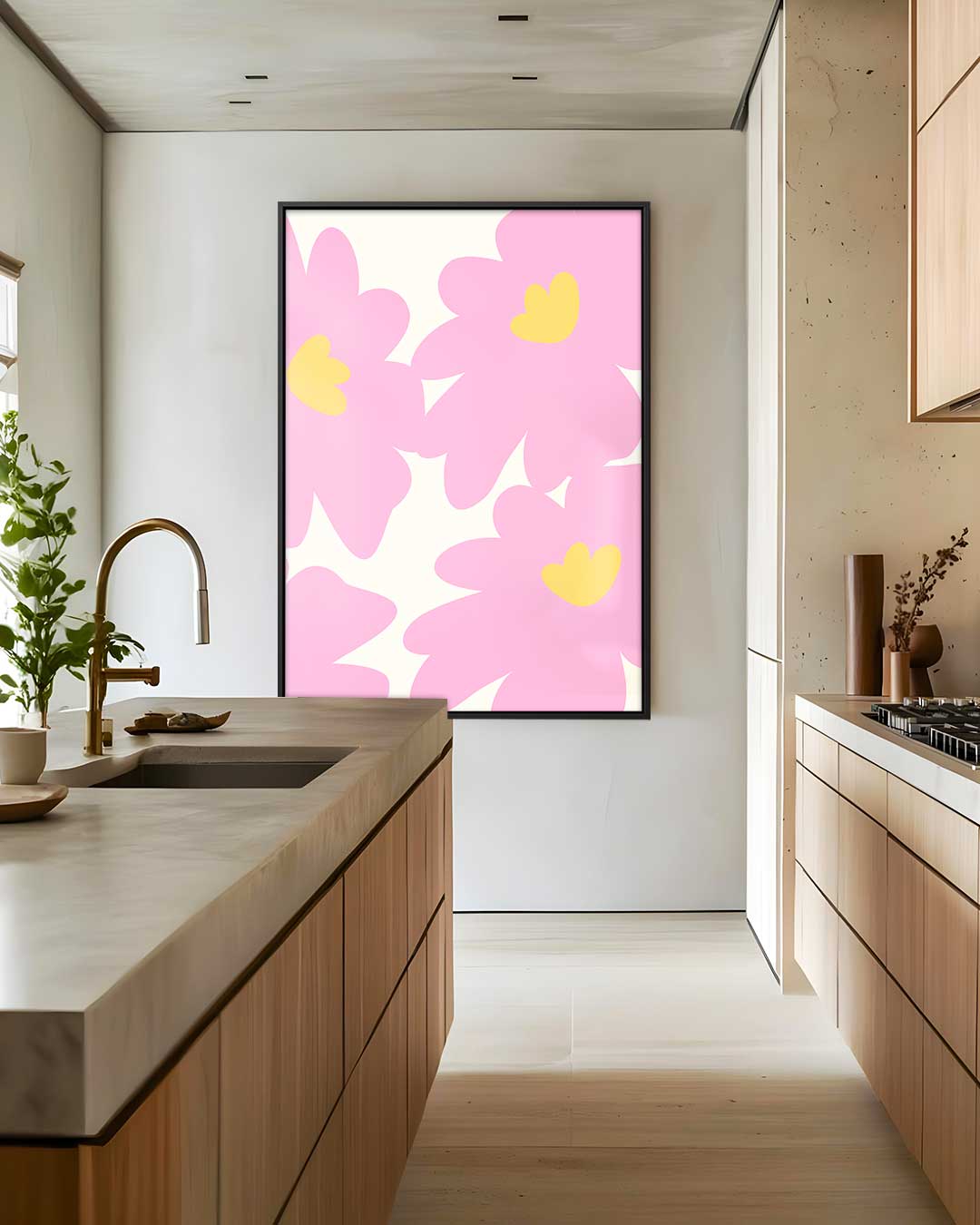 Vrolijk Bloemenpatroon – plexiglas wanddecoratie in portret formaat