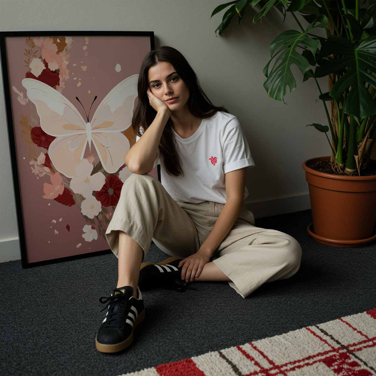 Vlinder & Bloem Bloemenpracht – zomerse poster in staand formaat