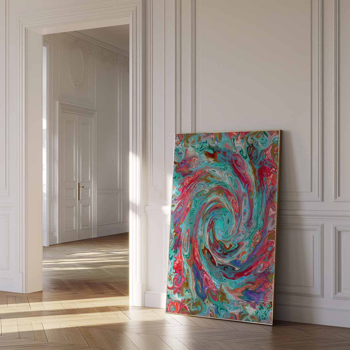 Abstracte Kleurenwervel – urban poster in staand formaat