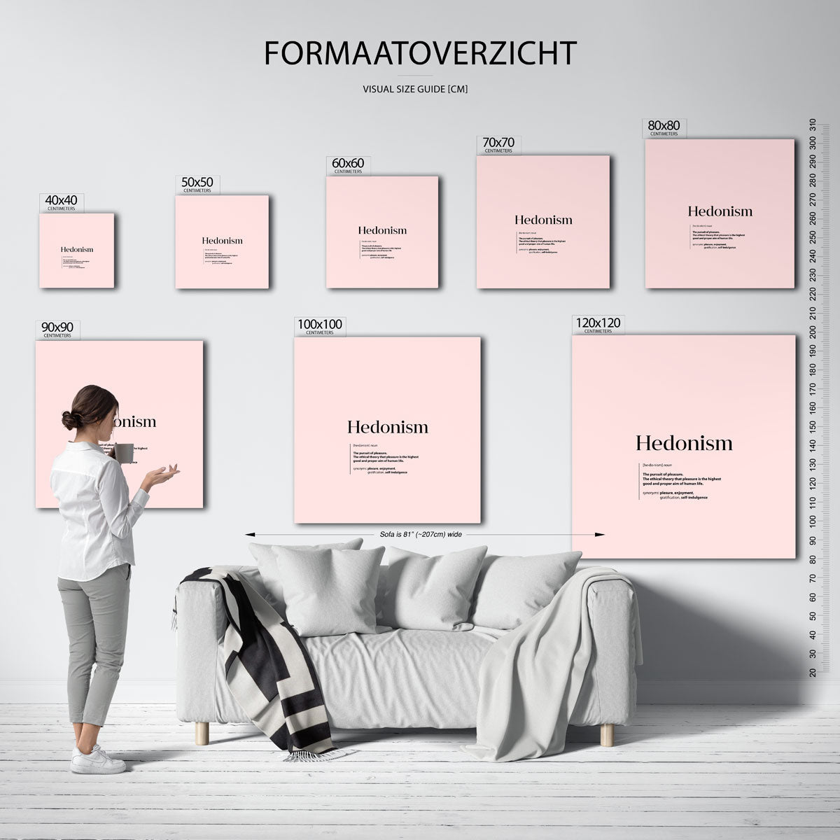 Hedonism definitie – vierkante muurposter voor keuken of eethoek