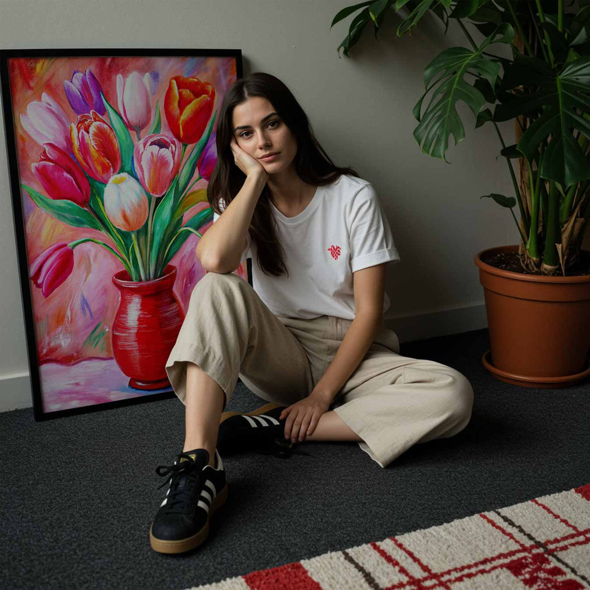 Levendige Tulpenpracht – staande muurposter met bloemen
