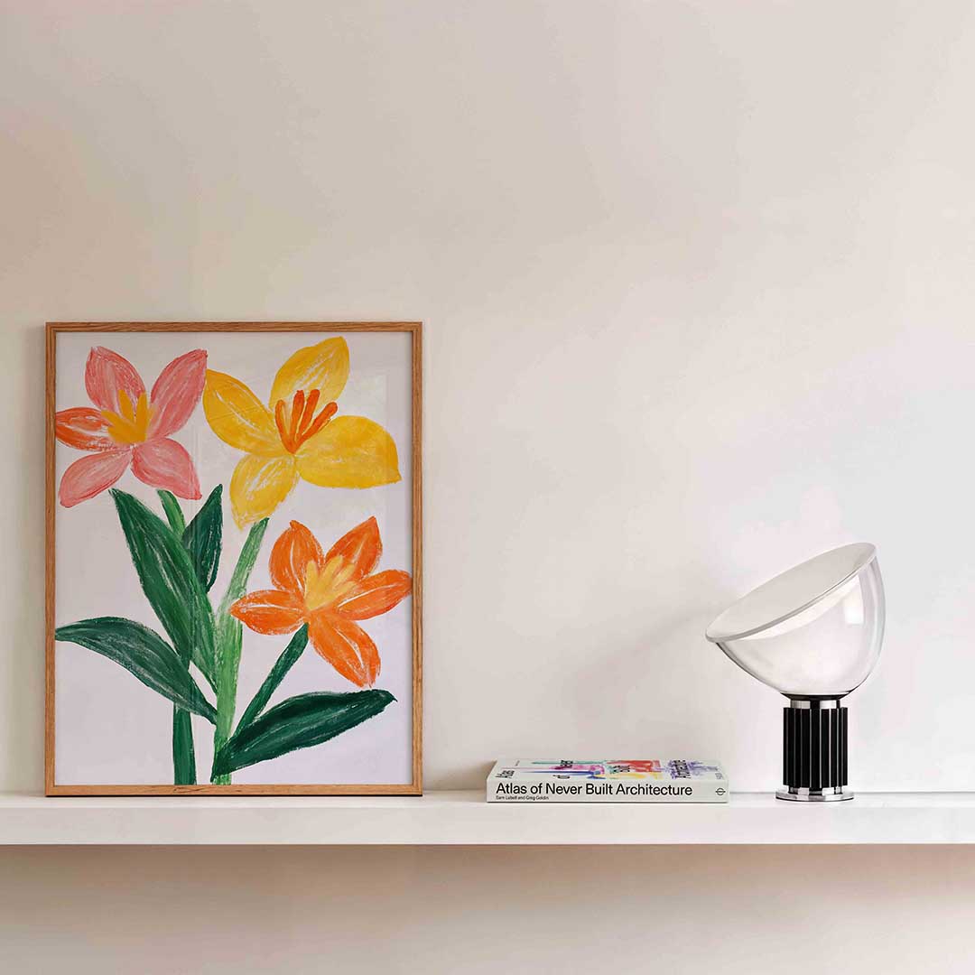 Bloemen in felle kleuren – bloemen wandkunst als portret poster
