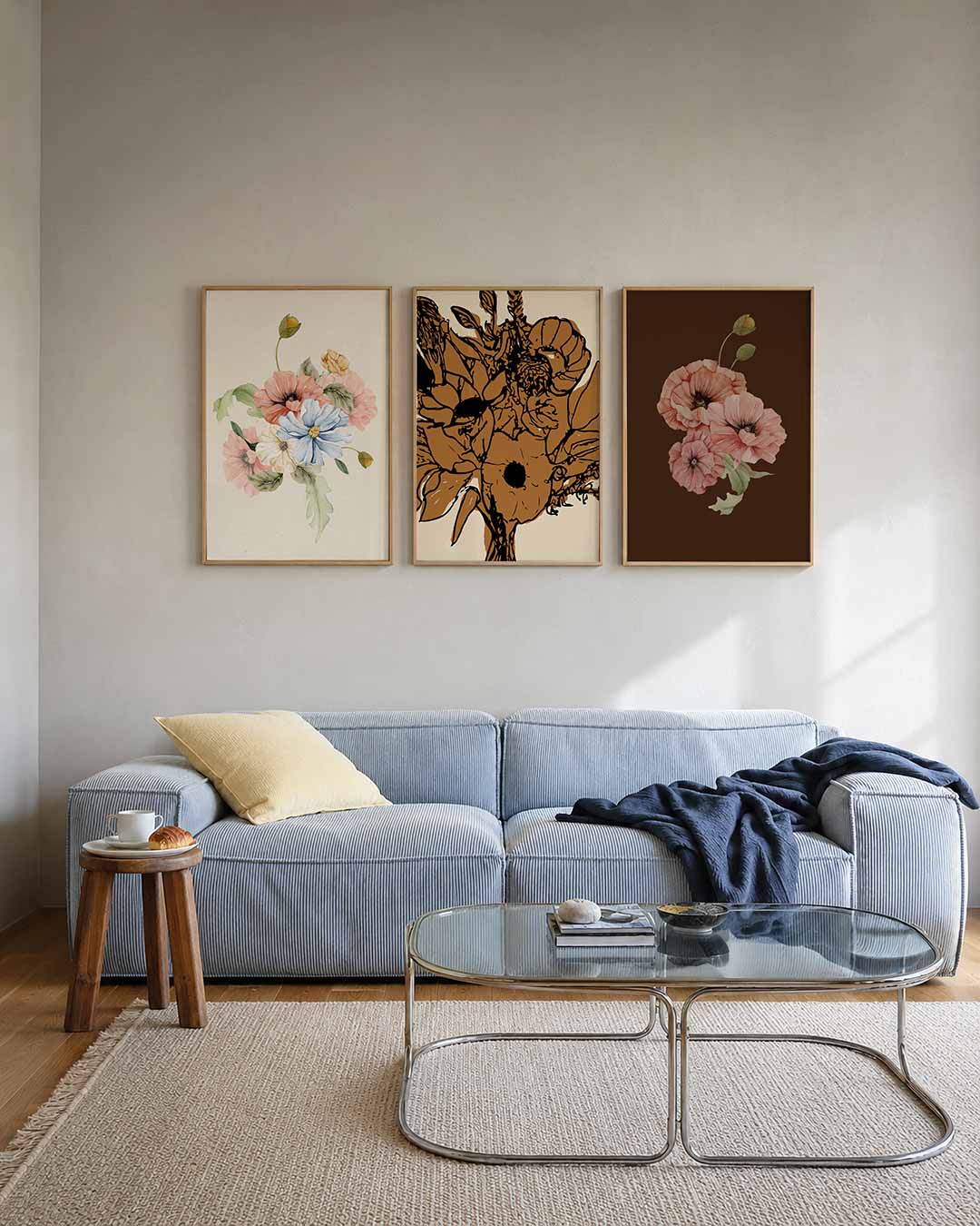 Bloemrijke harmonie posterset – tweede productweergave – deze posterset in drie delen toont een speelse verzameling
