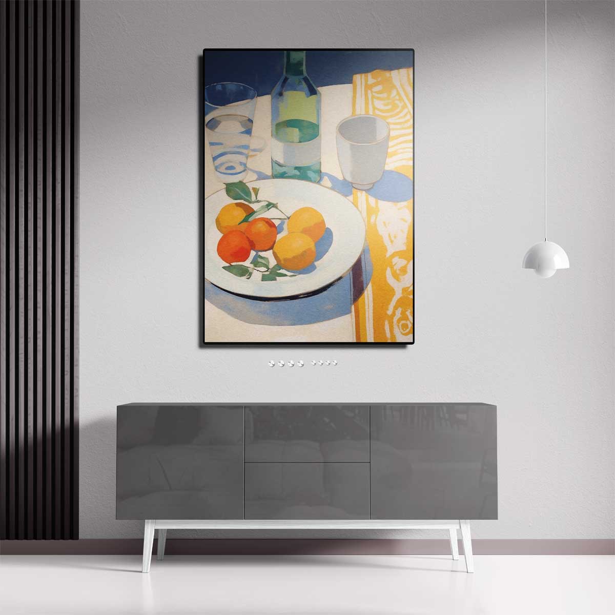 Mediterraanse Stilleven in Zonlicht – canvas wanddecoratie in portret formaat
