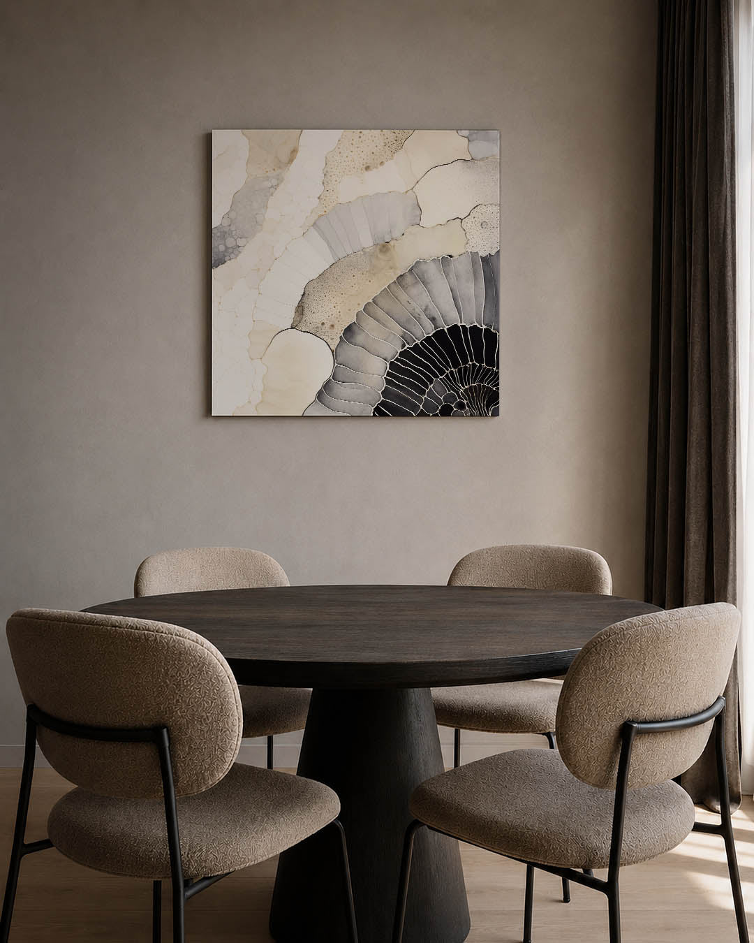 Organische vormen compositie kunstwerk – tweede productweergave – dit werk toont een vloeiende compositie van organische