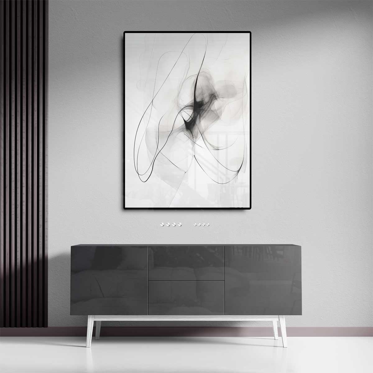 Dromerige Zwart-Witte Abstractie – staand kunstwerk voor modern interieur