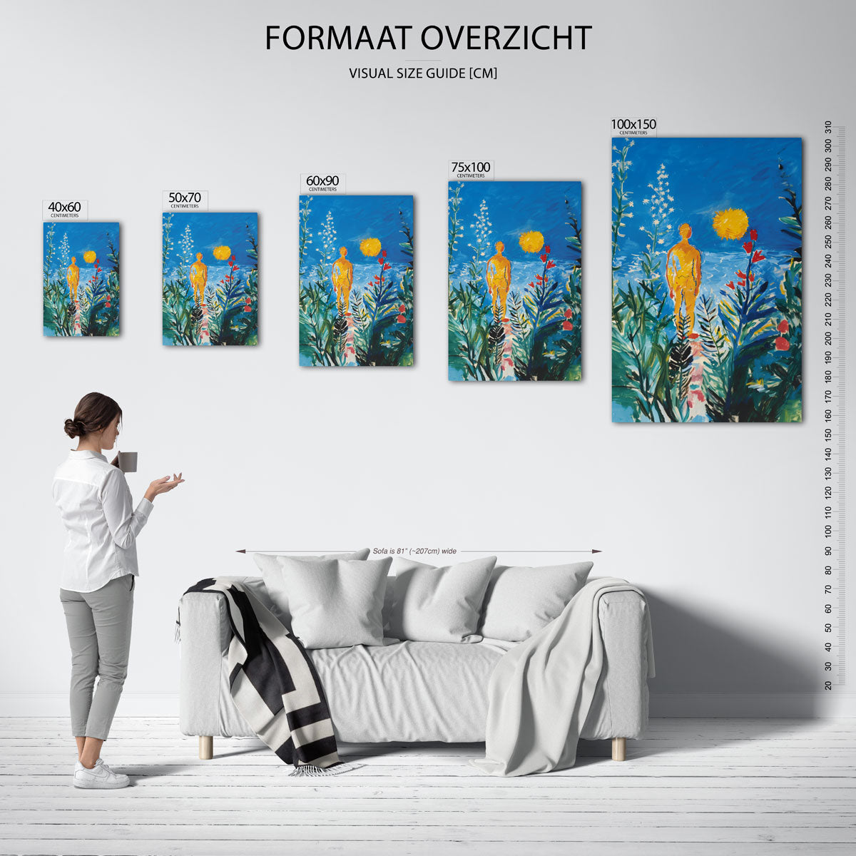 Kleurrijke natuurfiguur – moderne staande wandkunst