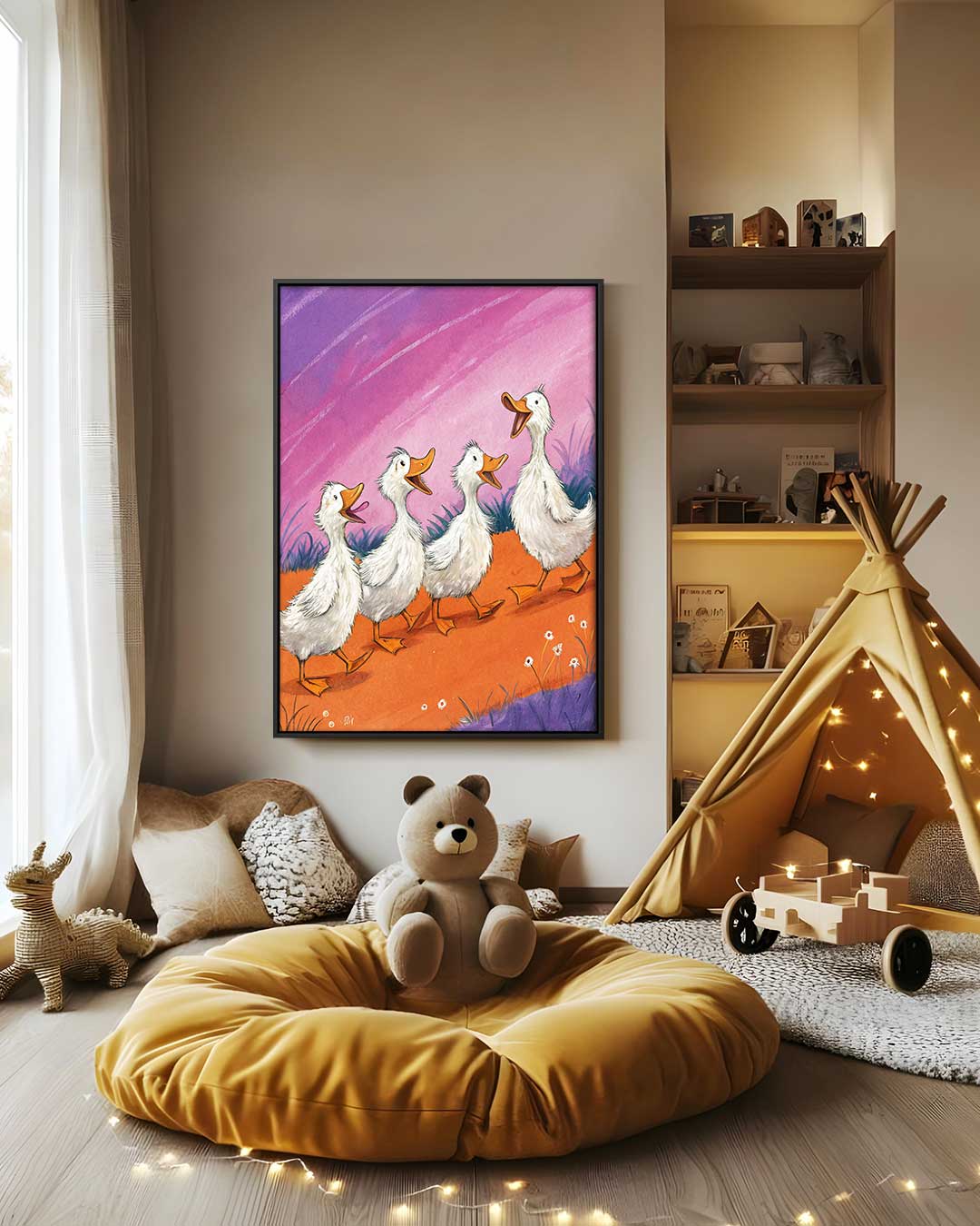 Eendjes op Avontuur – canvas wanddecoratie in portret formaat