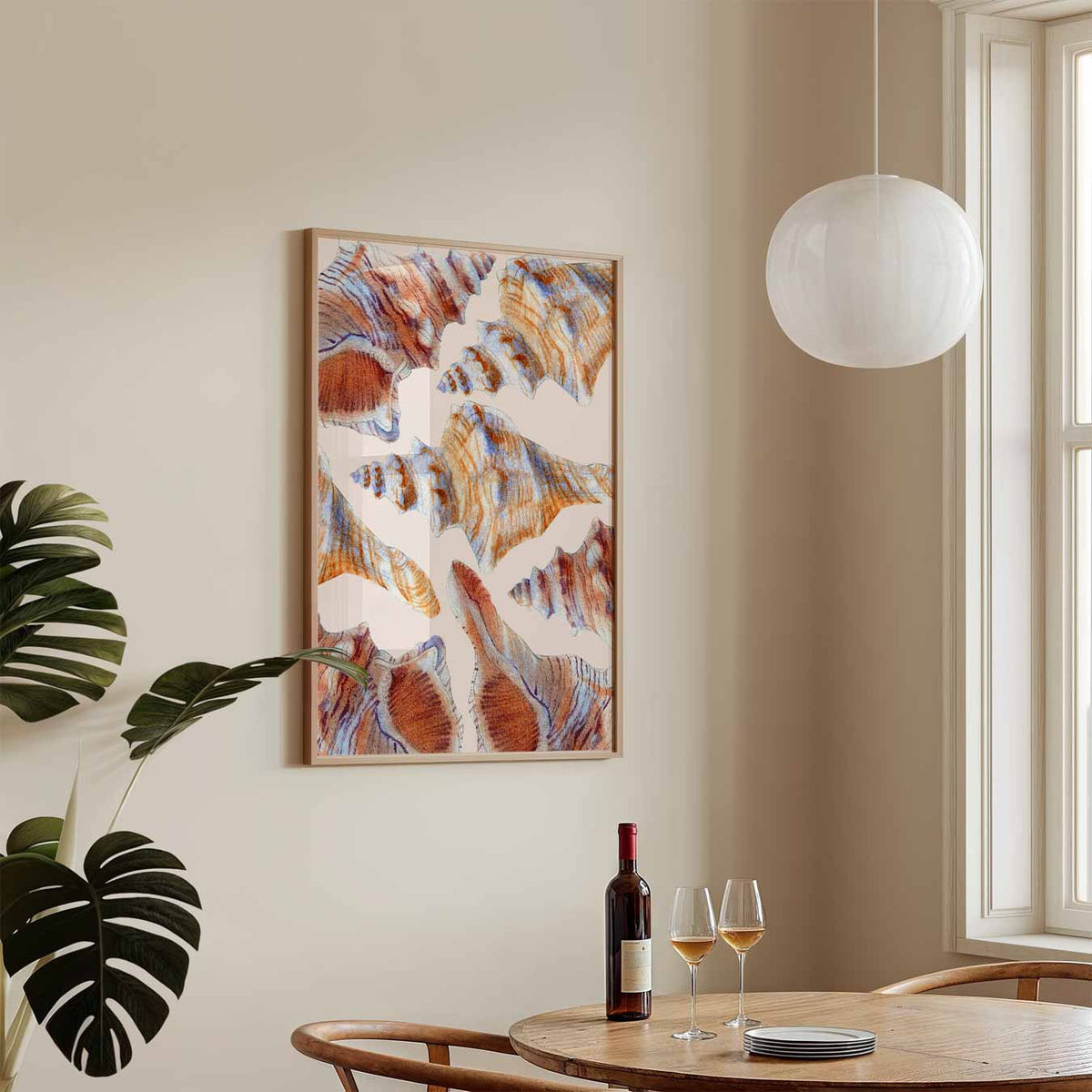 Paarse schelpen met stippen – zeedieren poster in staand formaat