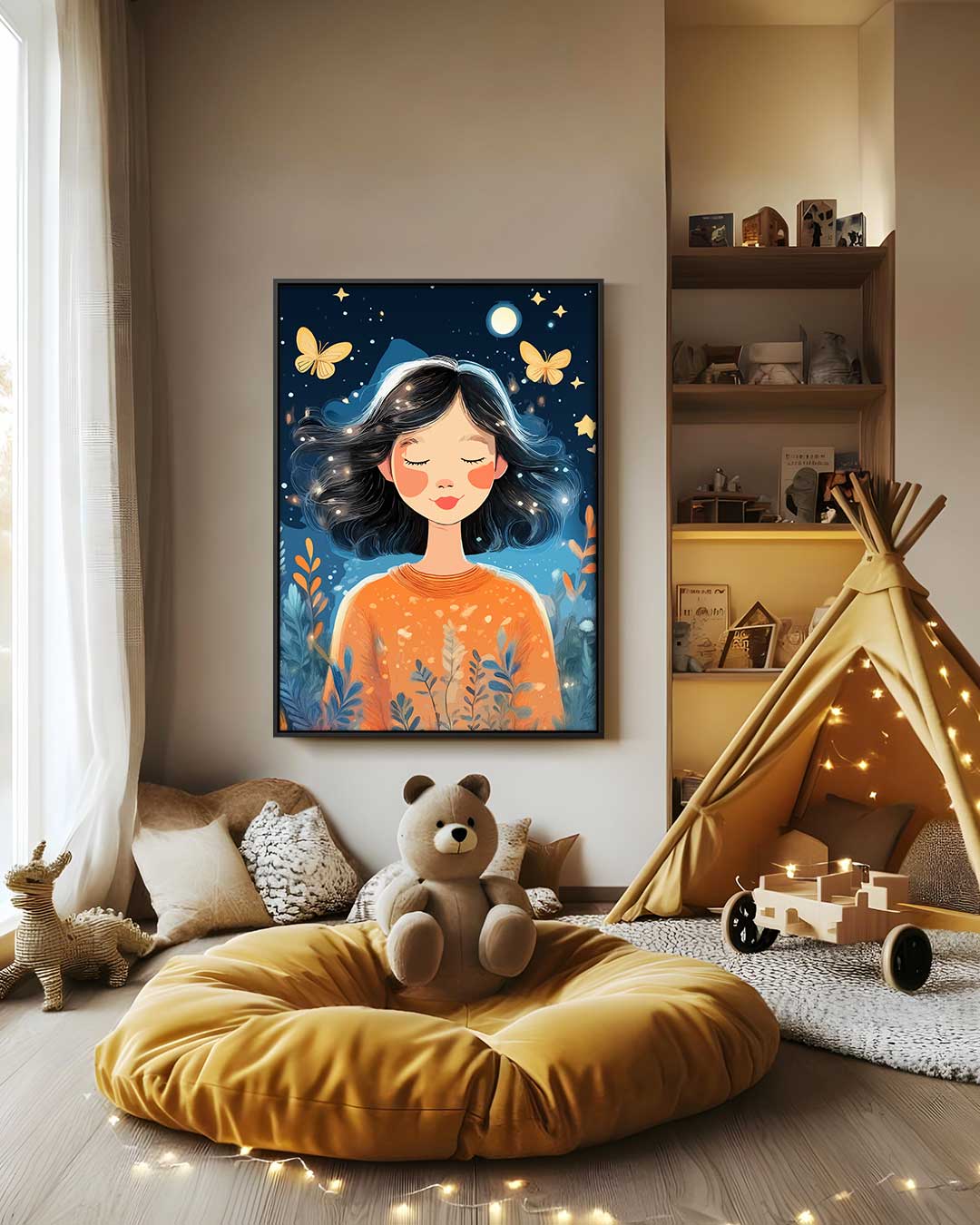 Dromerige Nachtwandeling – modern portret kunstwerk van WallArtistic