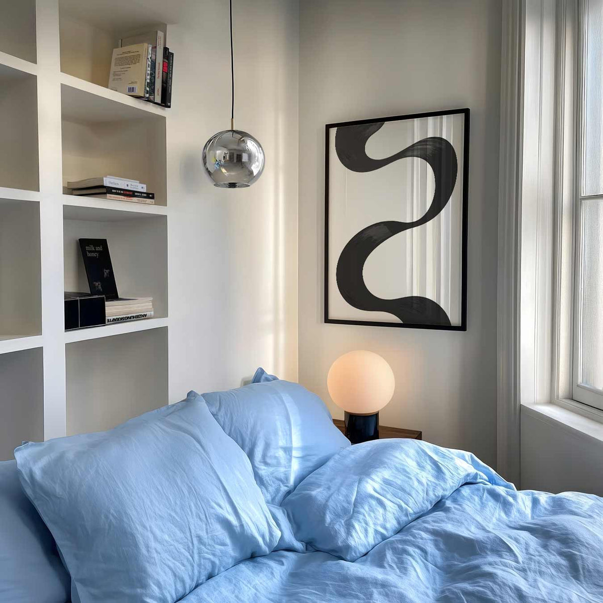 Elegante Zwarte Golven – abstracte poster als moderne staande wanddecoratie