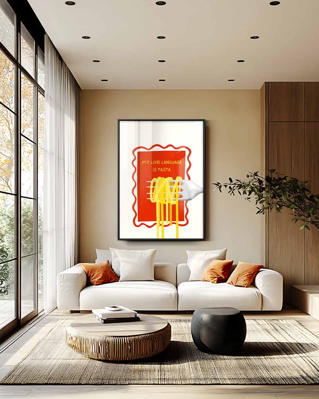 Pasta Liefde Teken – staande wandkunst voor woonkamer of interieur