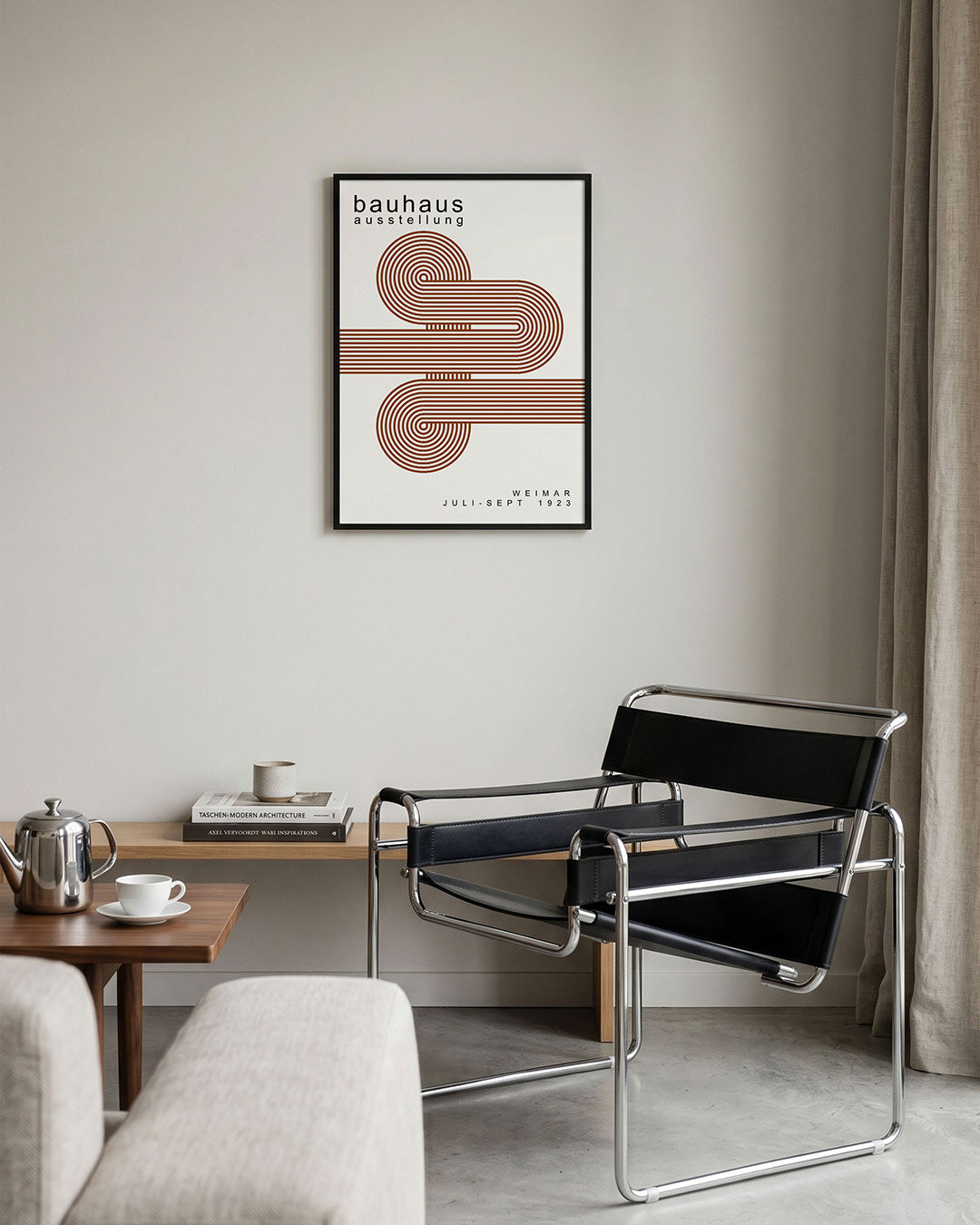 Lijnen en cirkelpatronen – geometrische Bauhaus poster in staand formaat