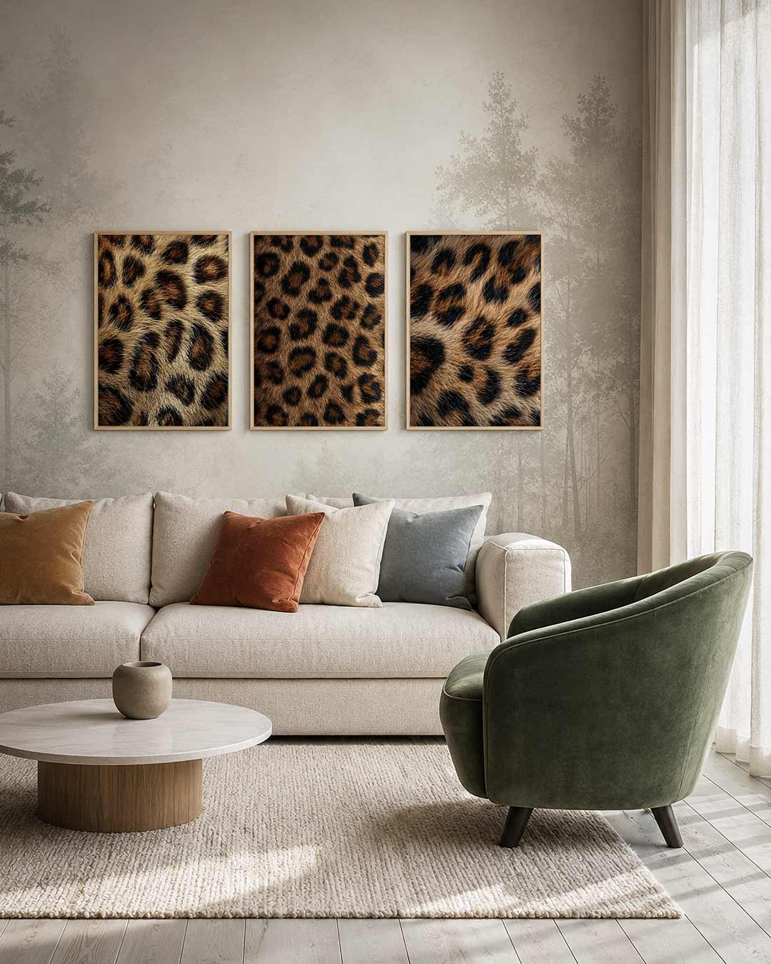 Vlekken en textuur driedelige posterset – deze posterset in drie delen toont een speelse verdeling
