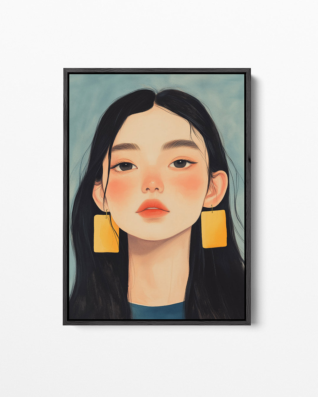 Portret met geometrische vormen – staand wanddecoratie kunstwerk