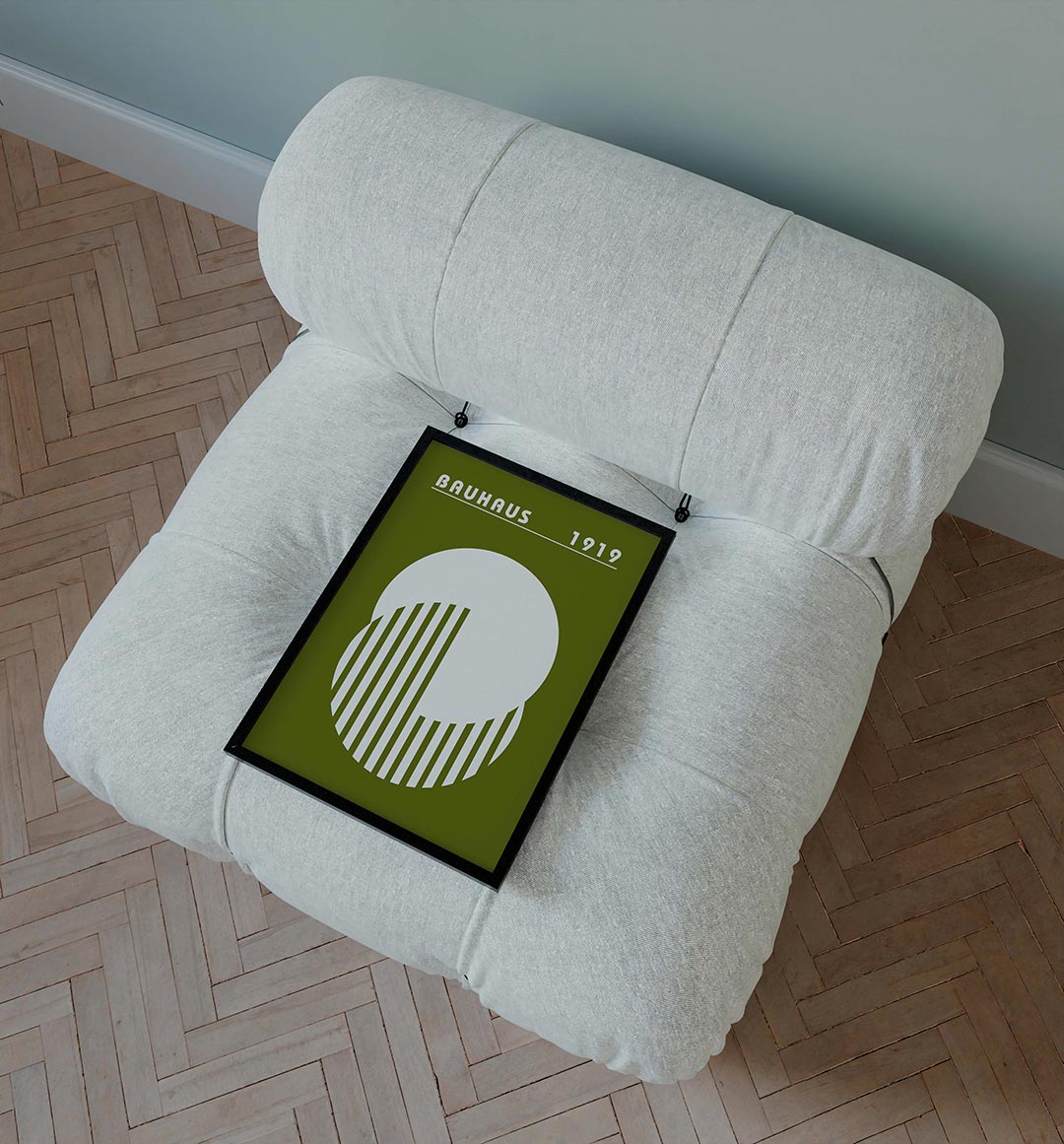 Cirkel en strepen – staande Bauhaus poster voor aan de muur
