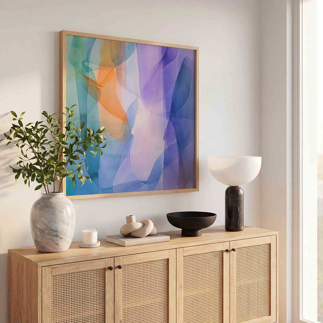 Abstracte vormen – kleurrijke poster in vierkant formaat