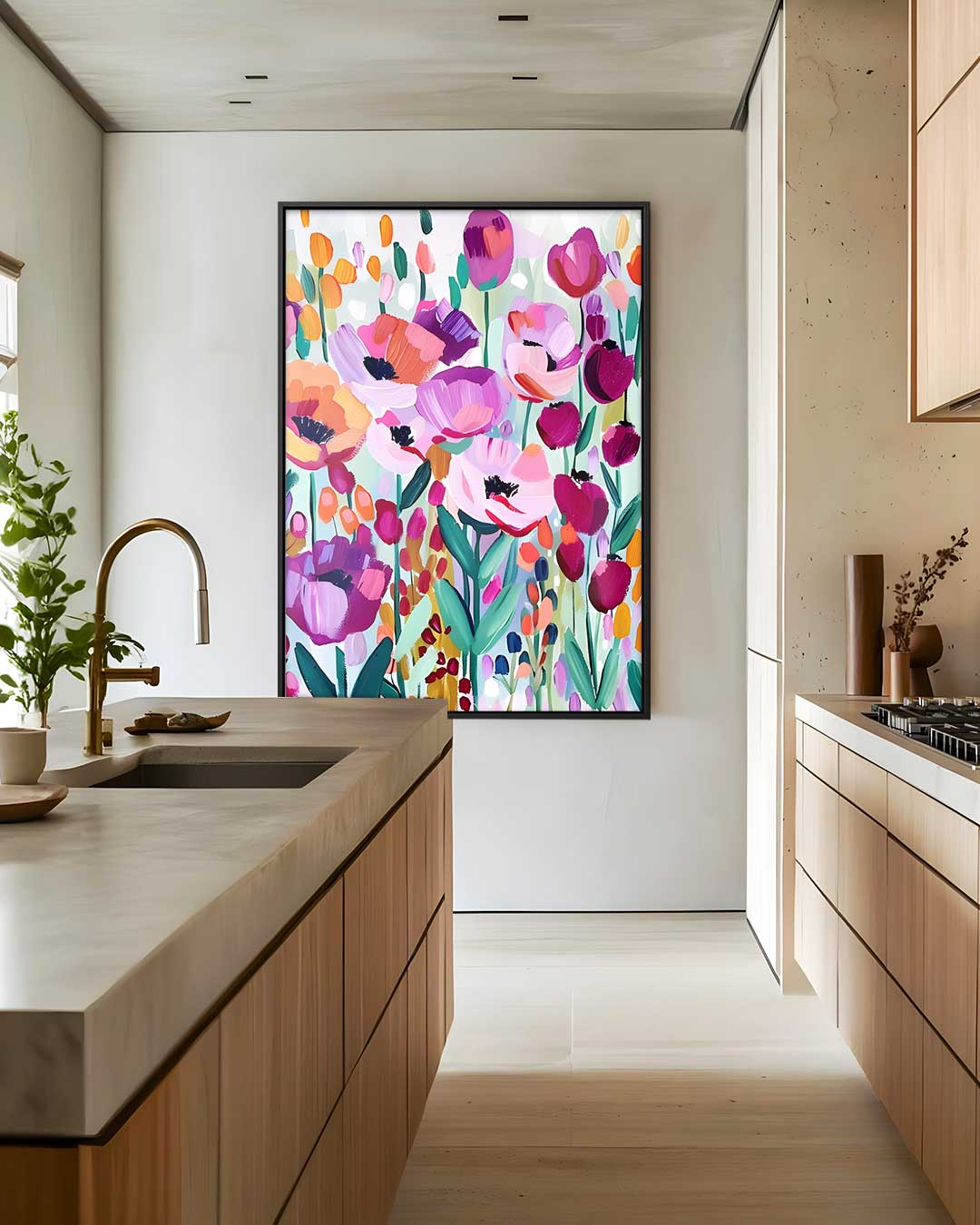 Kleurrijke Bloementuin – modern portret kunstwerk van WallArtistic