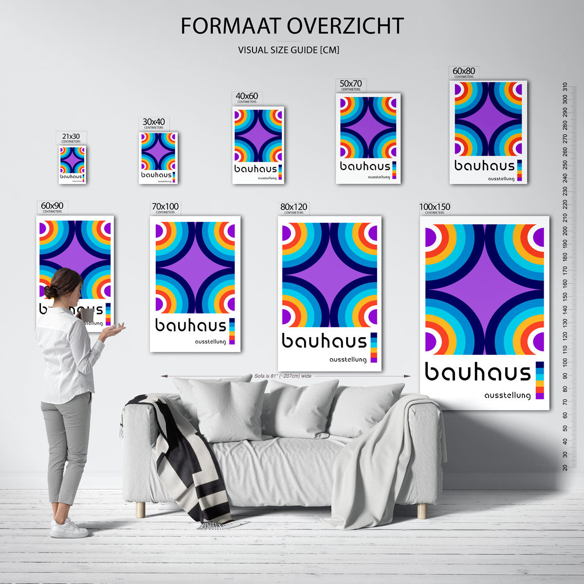 Kleurrijke cirkelpatronen – geometrische poster in Bauhaus-stijl van WallArtistic