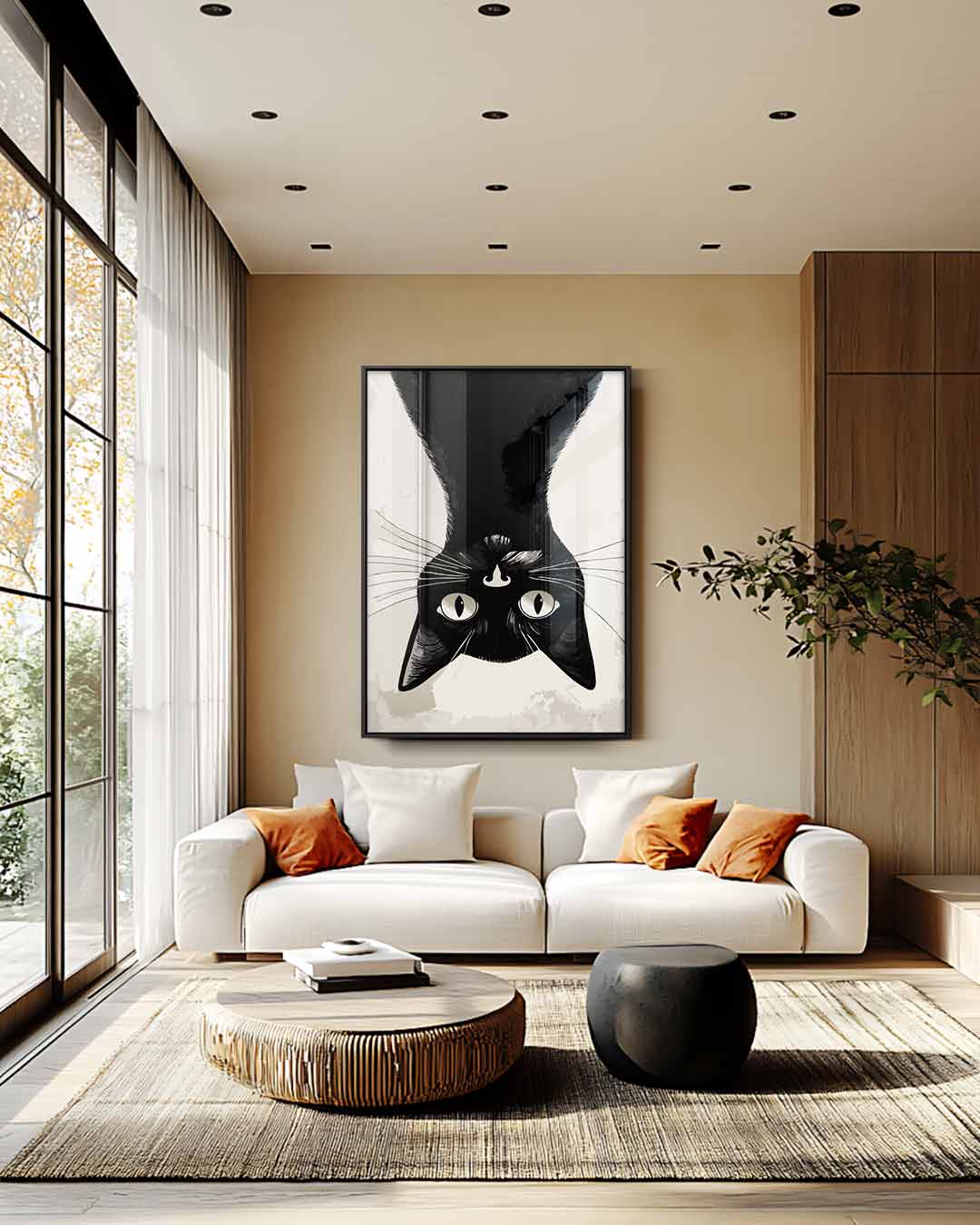 Omgekeerde Kat Verwondering – modern portret kunstwerk van WallArtistic