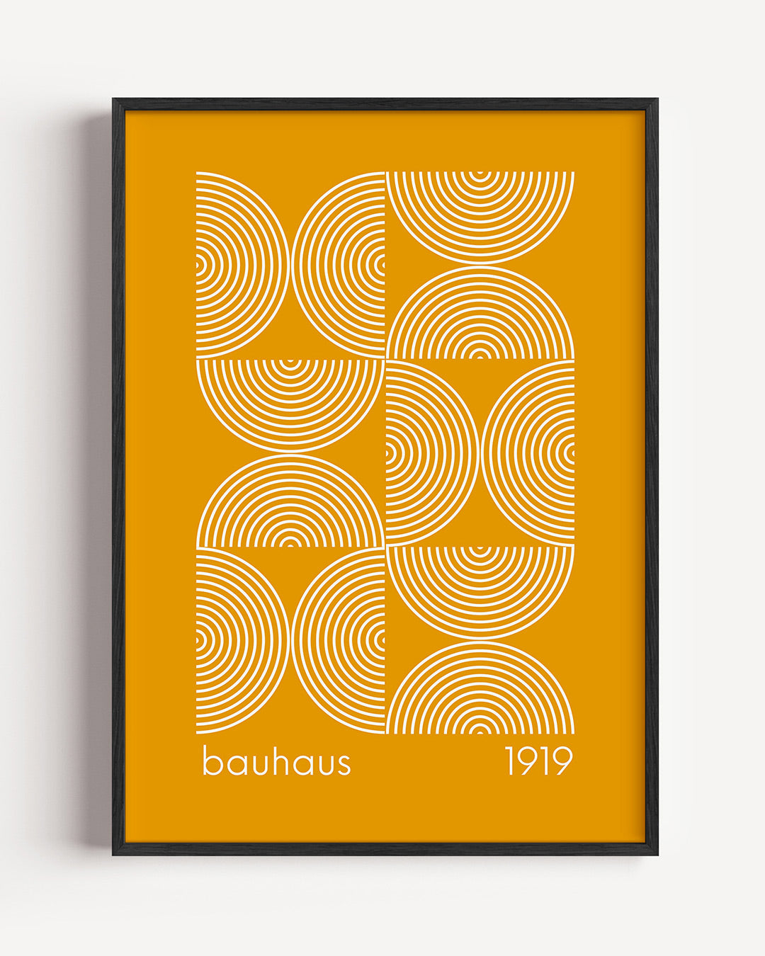 Cirkelritme geel – staande Bauhaus poster als wanddecoratie