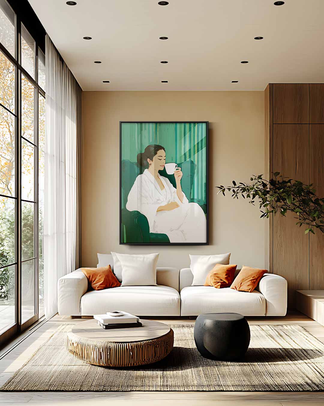 Ontspanning in Groen – staand kunstwerk voor modern interieur