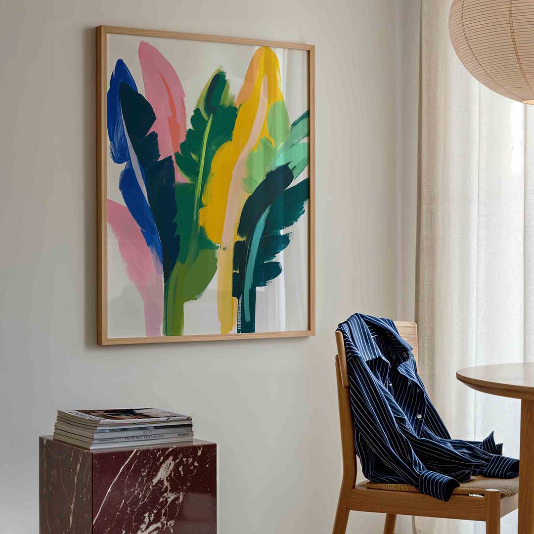 Abstracte bladeren – bloemen poster in staand formaat