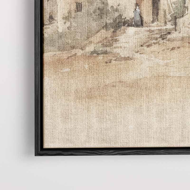 Dromerige Toscaanse Dorpstafereel – staand kunstwerk voor modern interieur