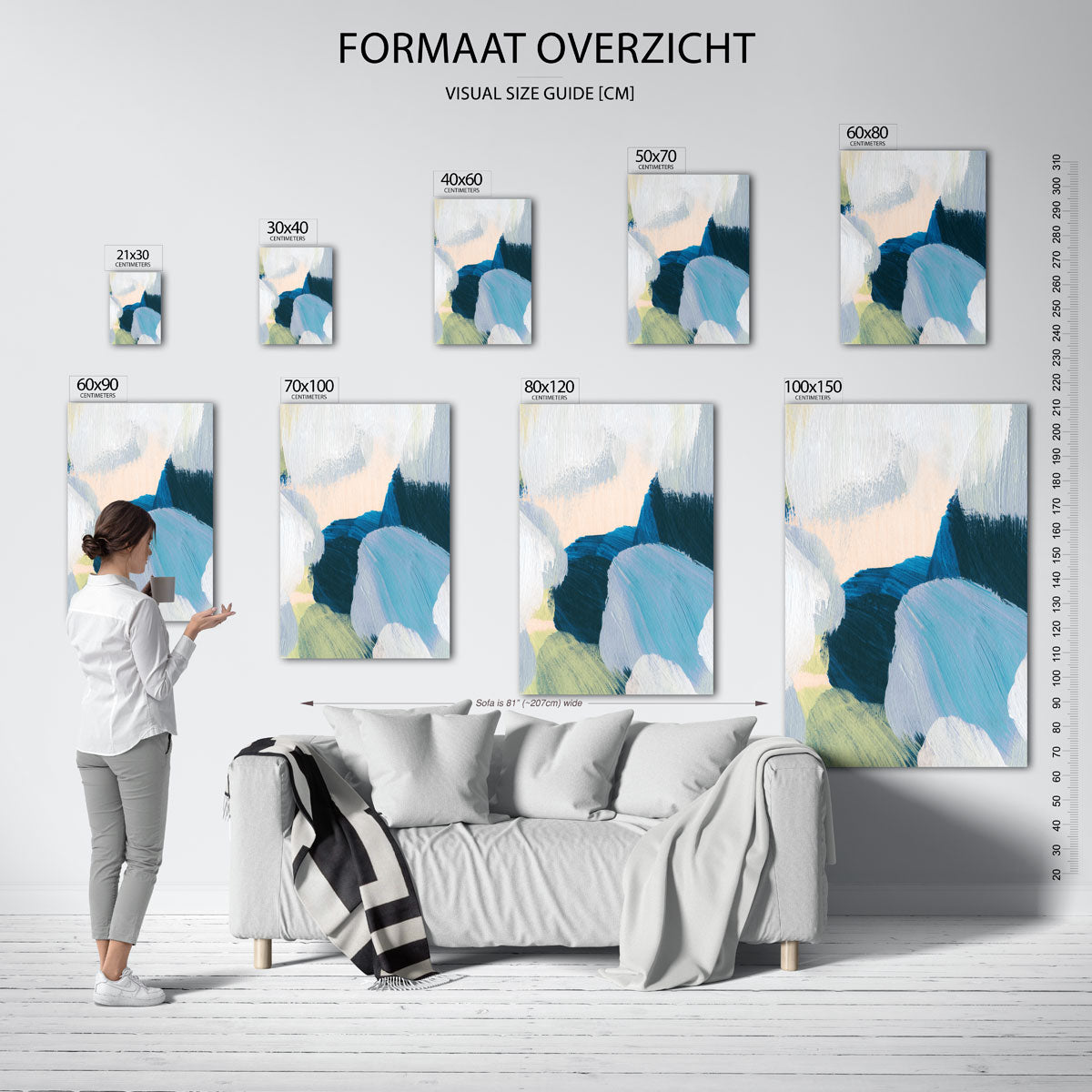 Abstracte penseelstreken – staande muurposter met artistieke uitstraling