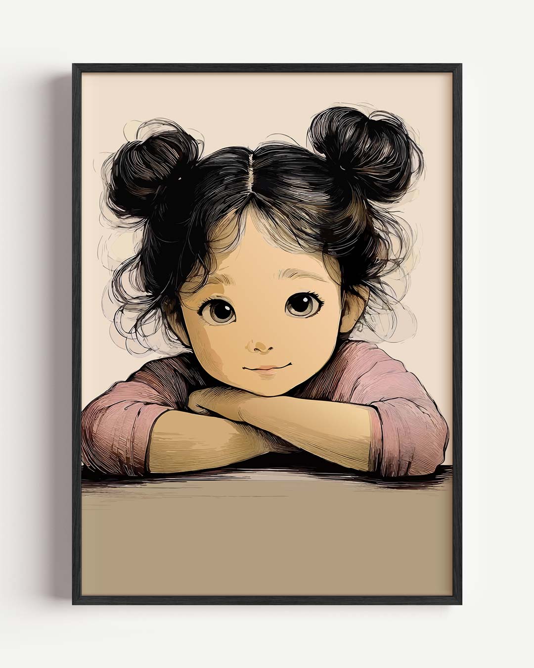 Schattige Kinderkunst – kids portret poster als wanddecoratie
