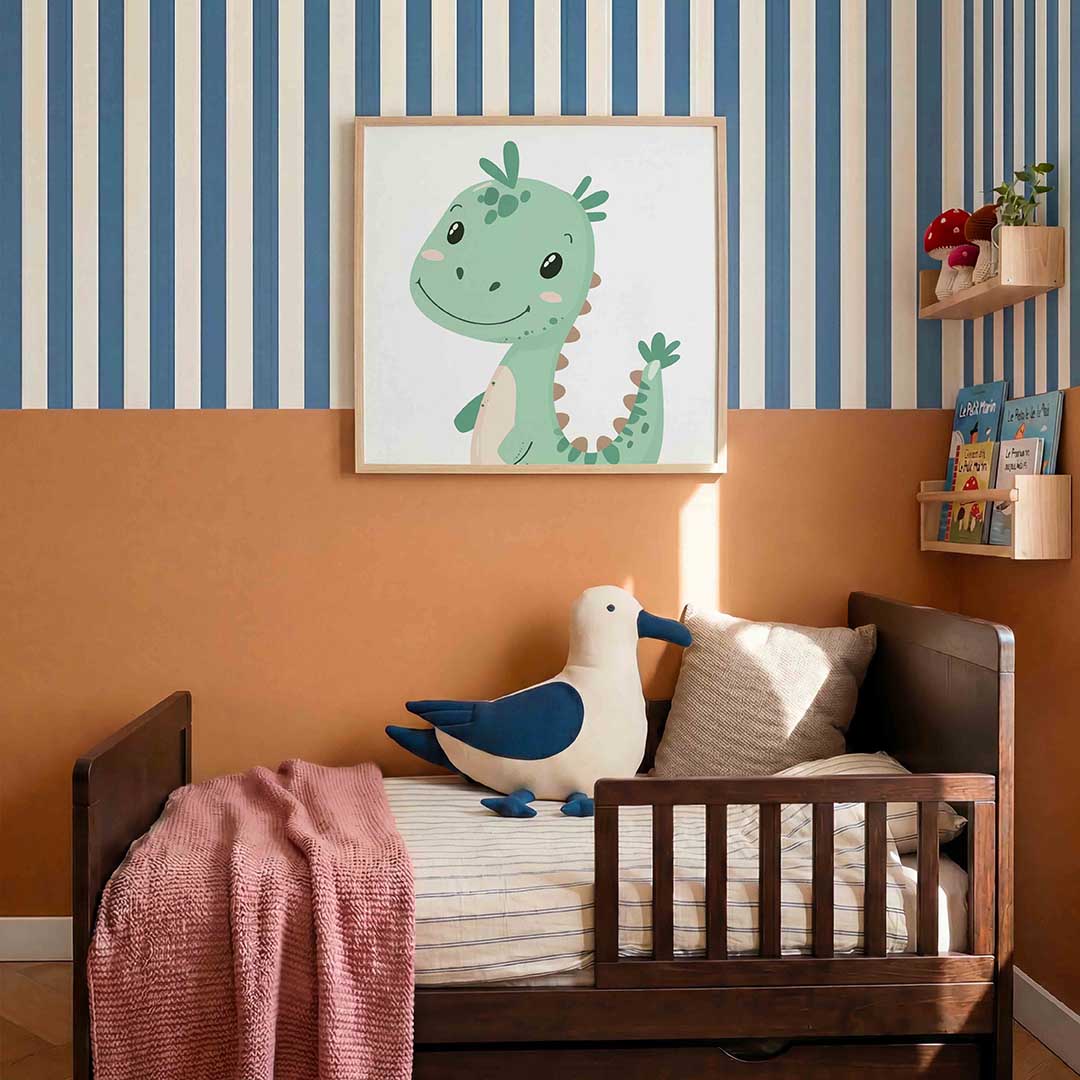 Schattige dinosaurus – kids poster in vierkant formaat