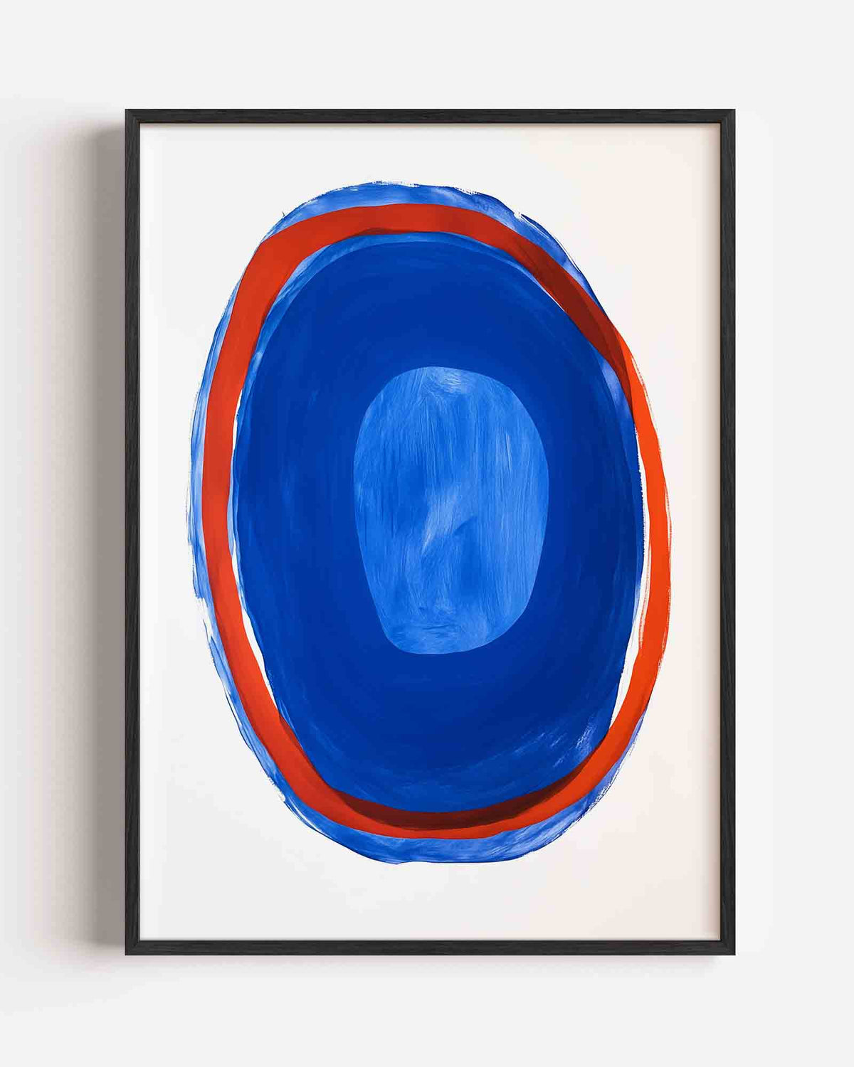 Blauwe en rode cirkel – moderne portret poster als wanddecoratie
