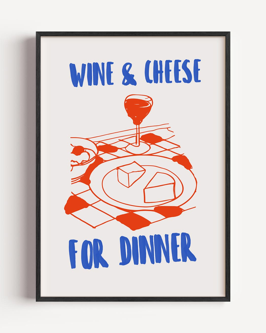 Wijn- en Kaasavond – keuken portret poster als wanddecoratie