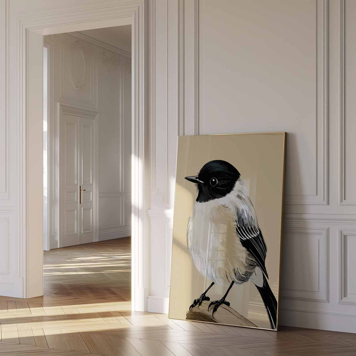 Charmante Vogelsilhouet – dierenposter als moderne staande wanddecoratie