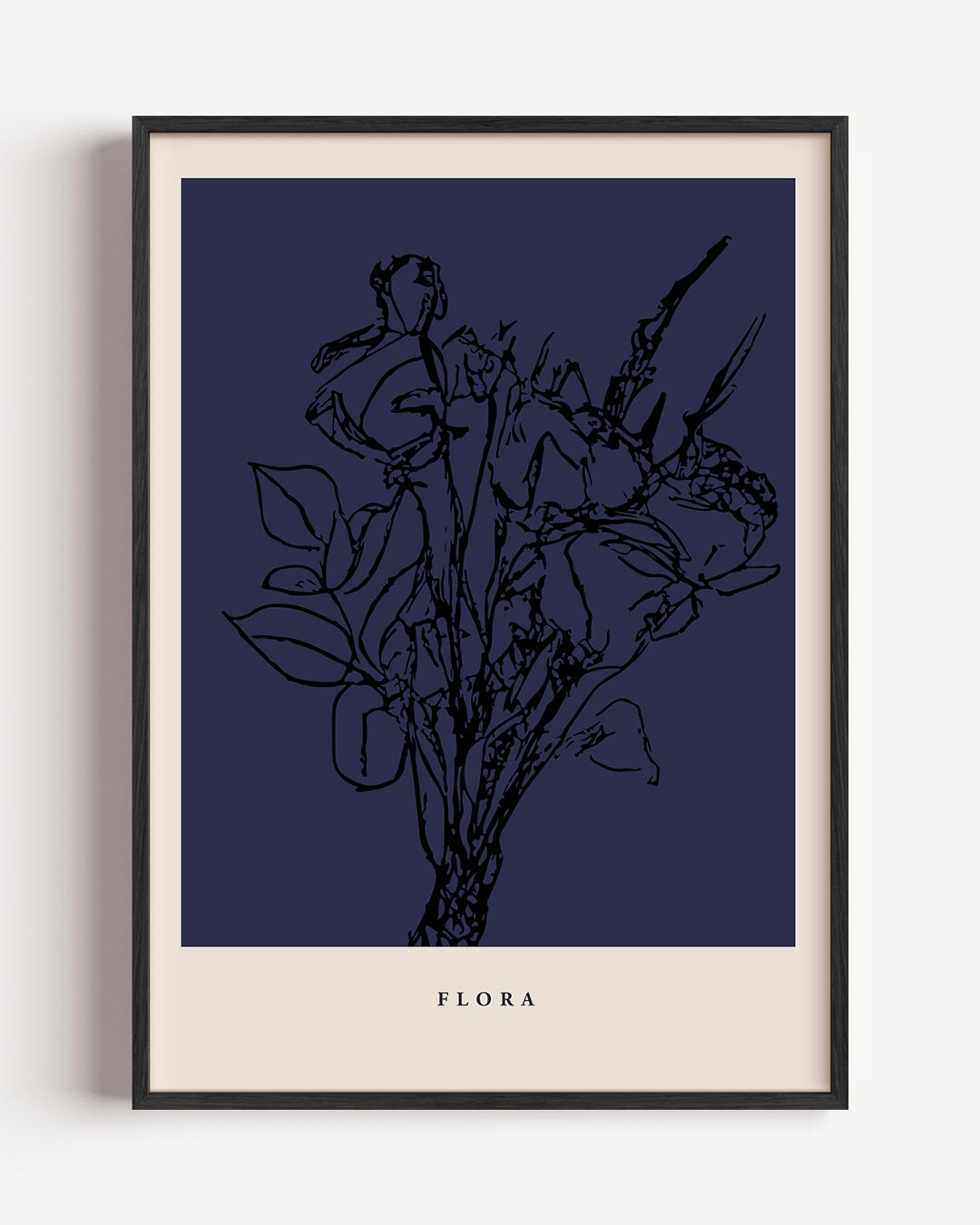 Elegante Bloemenlijntekening – keuken portret poster als wanddecoratie